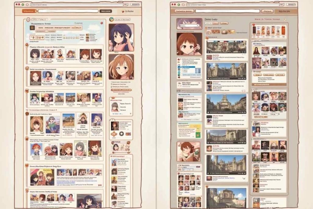 Allthefallen booru vs generic art platform layout view