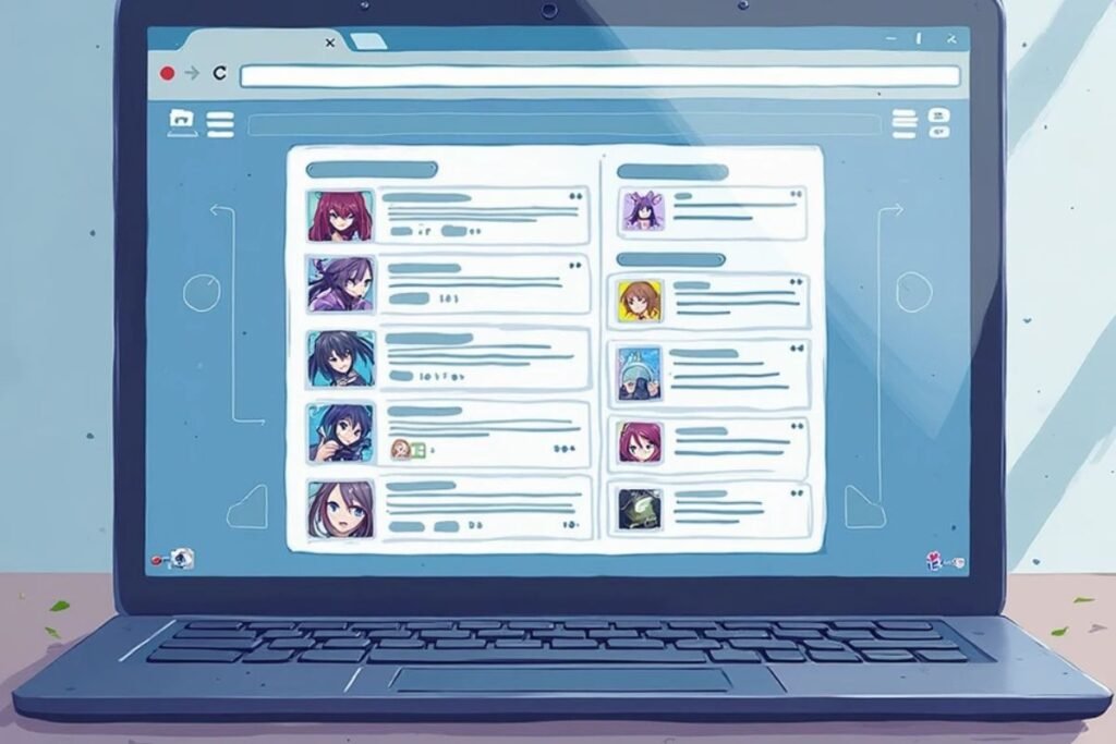 Allthefallen Forums on laptop with anime-style user feed.